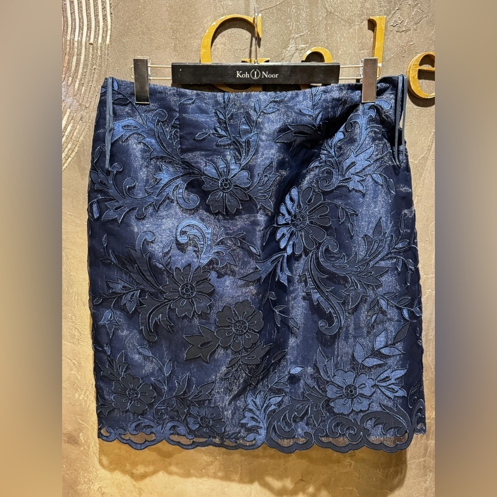 NWOT Jovani Midnight Blue Embroidered Three piece suit lace detail size 16 party - Picture 4 of 9